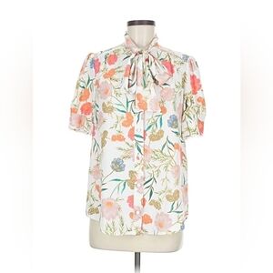 Kate Spade Multicolor Floral Blouse with Bow Tie